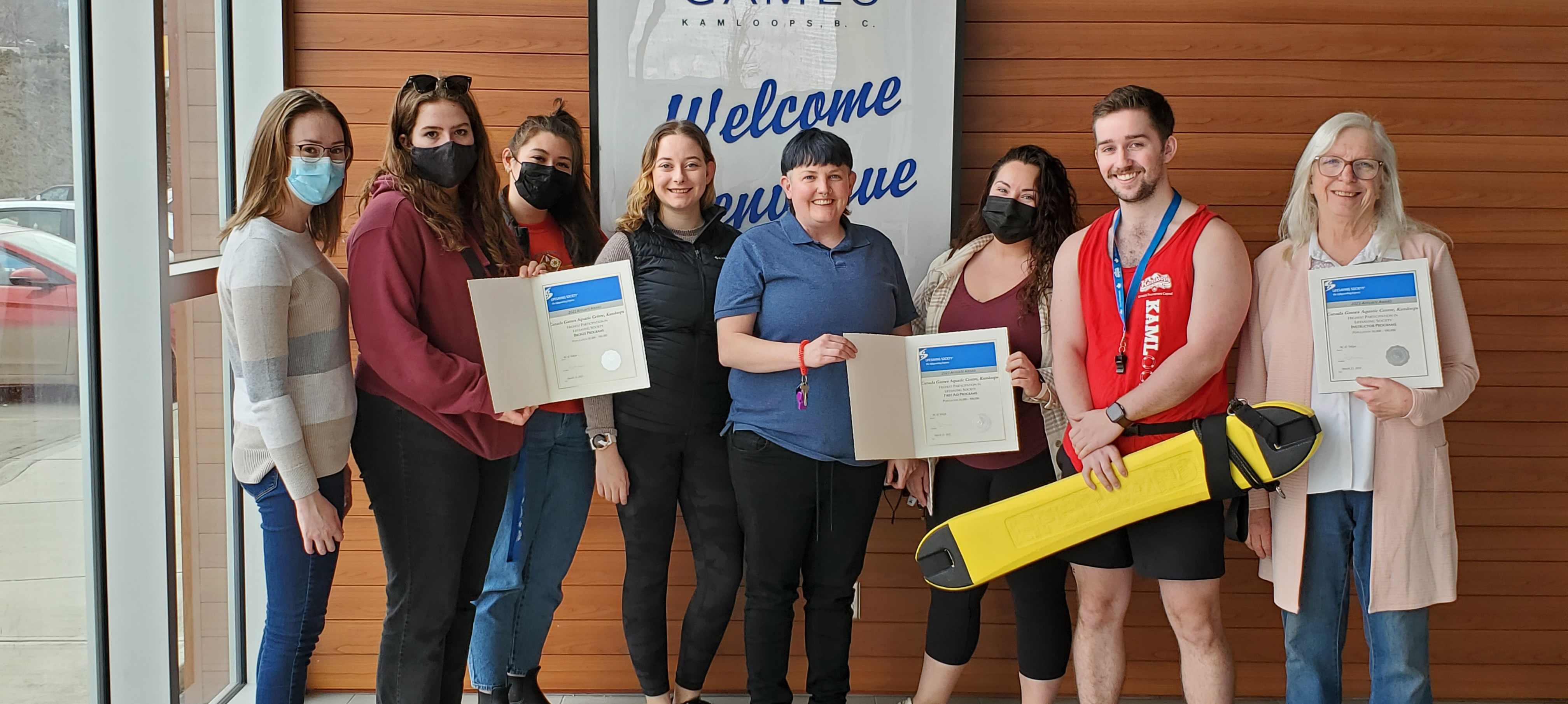 Aquatics team with three awards