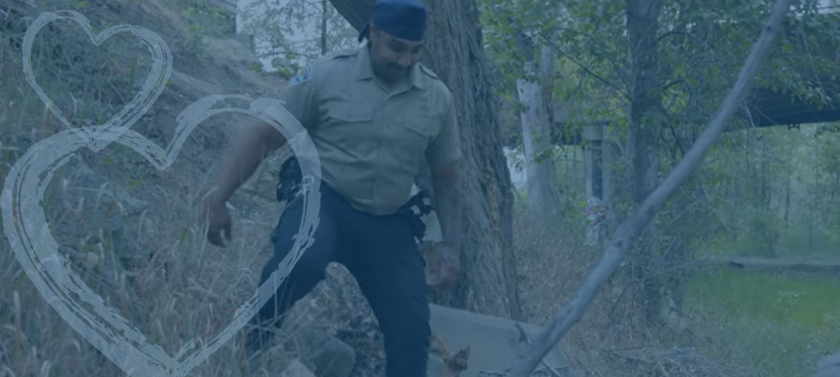 CS Officer coming down an embankment