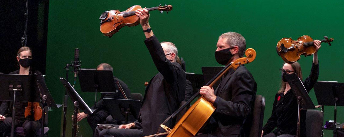 Kamloops Symphony violinist on stage