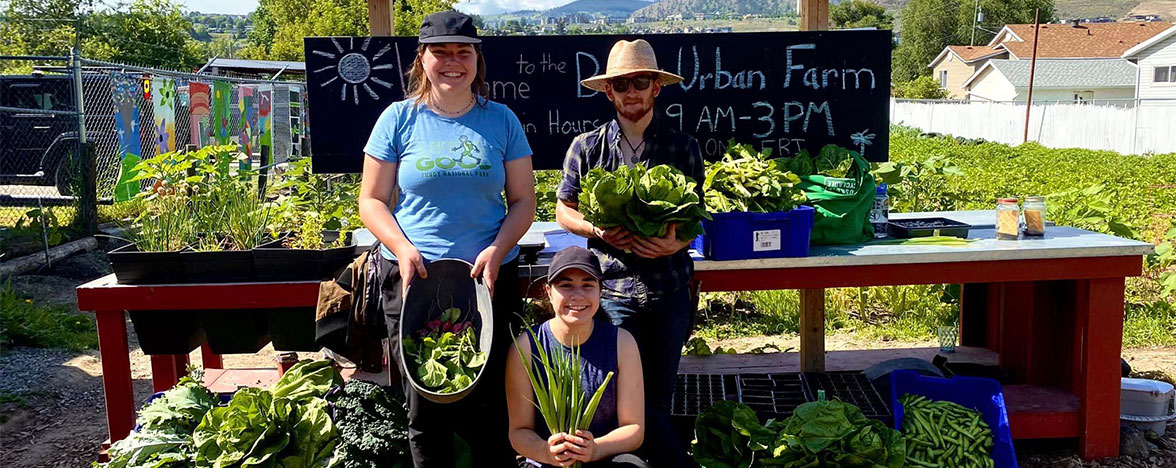Kamloops Food Policy volunteers with a garden harvest