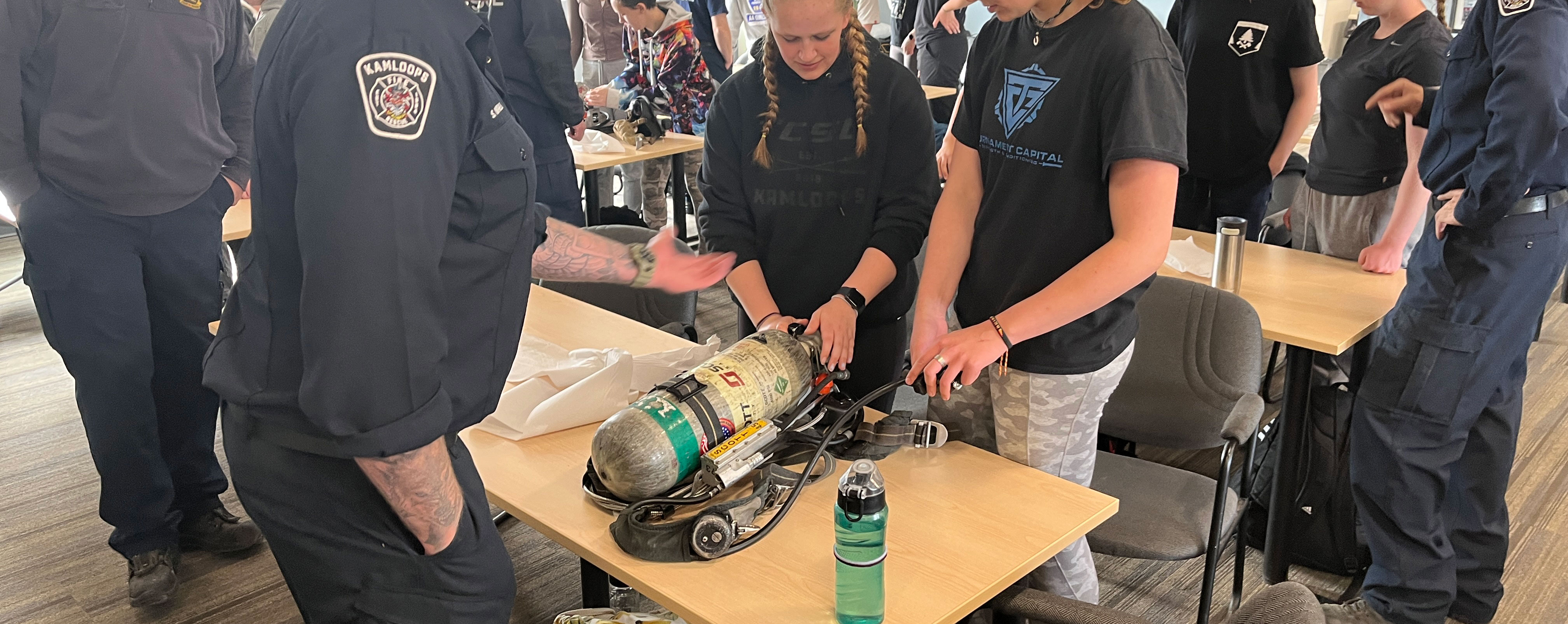 self contained breathing apparatus on a table