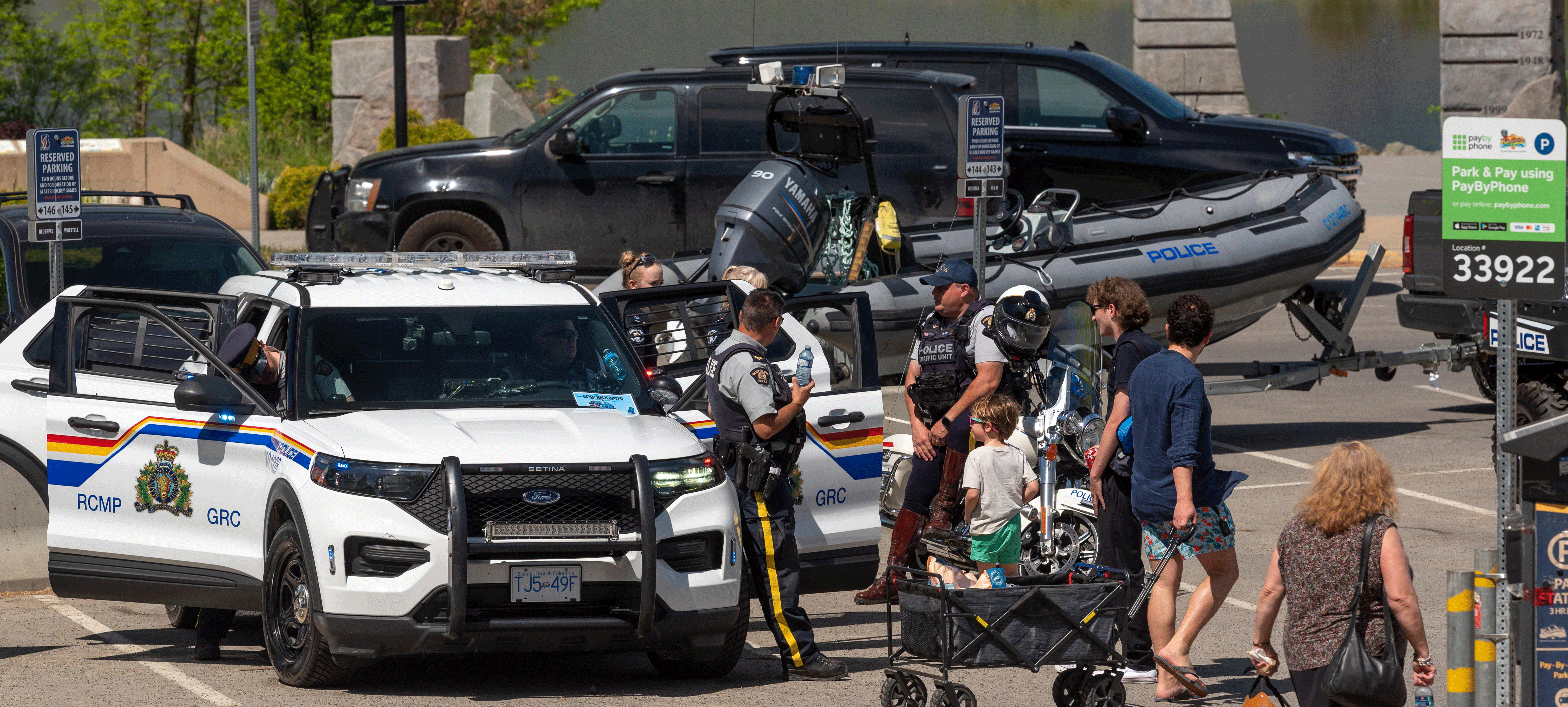 Police car and boat