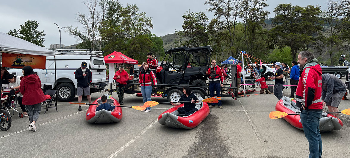 search and rescue inflatable boats on pavement
