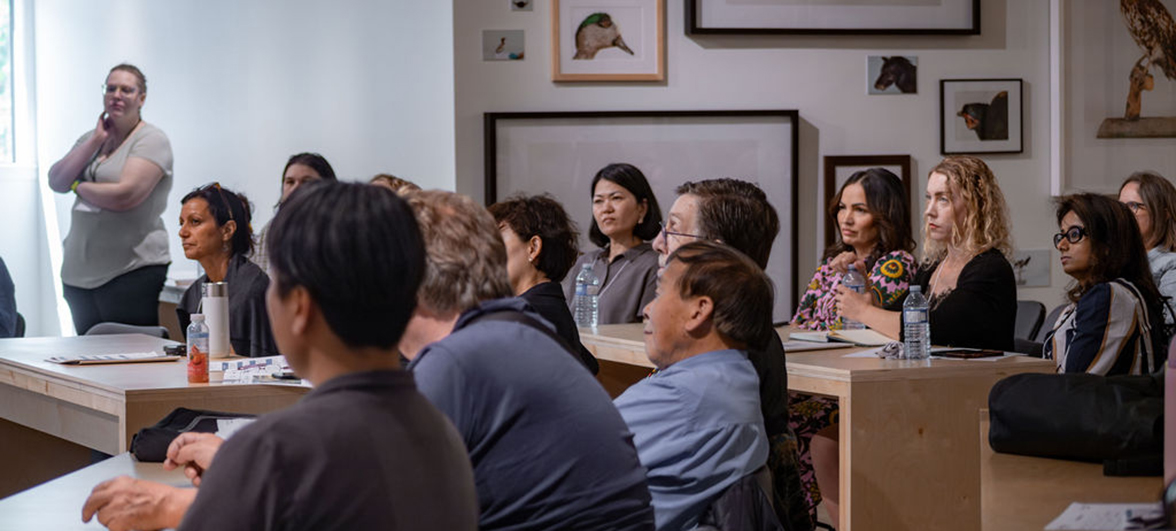 Heritage BC Conference participants listening intently in a session at the Kamloops Museum and Archives..