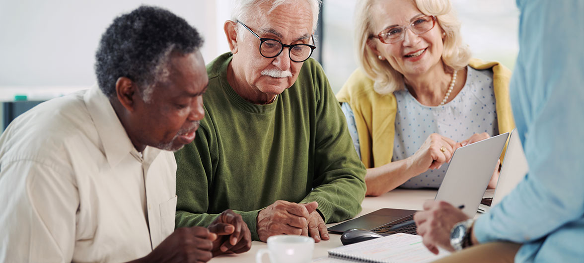 seniors with a computer