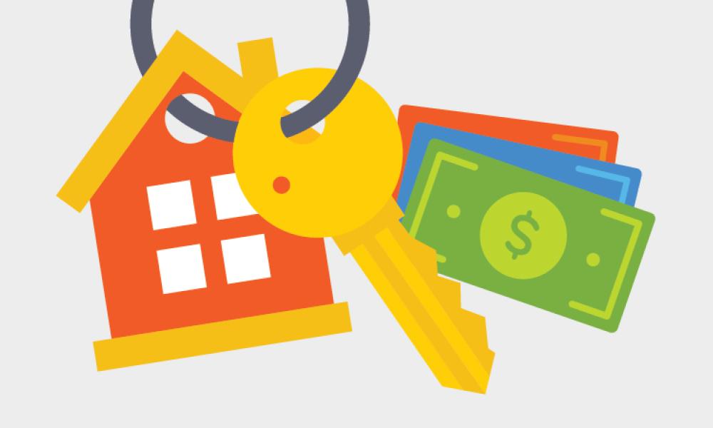 House key chain and money