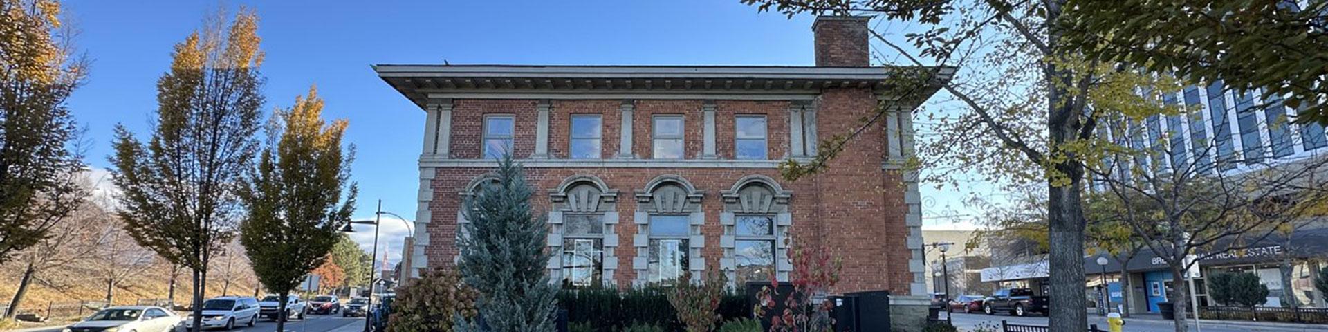 red brick building with white features