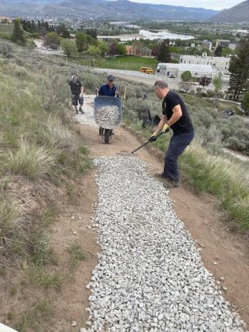 People restoring a trail