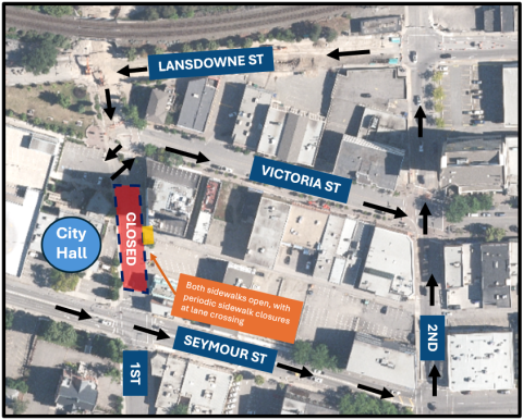Map of Street Closure on 1st Avenue