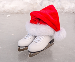 Figure skate and Santa hat